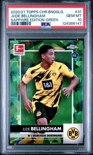 2020 TOPPS CHROME BUNDESLIGA SAPPHIRE JUDE BELLINGHAM ROOKIE RC 12/75 PSA 10