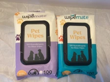 Wipemate Pet Wipes 2 Pack 100ct Hypoallergenic - 1 Lavender & 1 Unscented - New