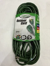 Basic Power Outdoor Power Cord 40 Ft Green 16 Gauge Medium Duty Extension