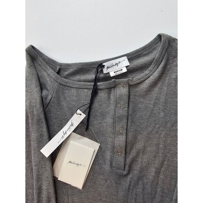 The Line by K Henley Mini Dress Women Medium Grey Ribbed Long Sleeve  Bodycon | eBay