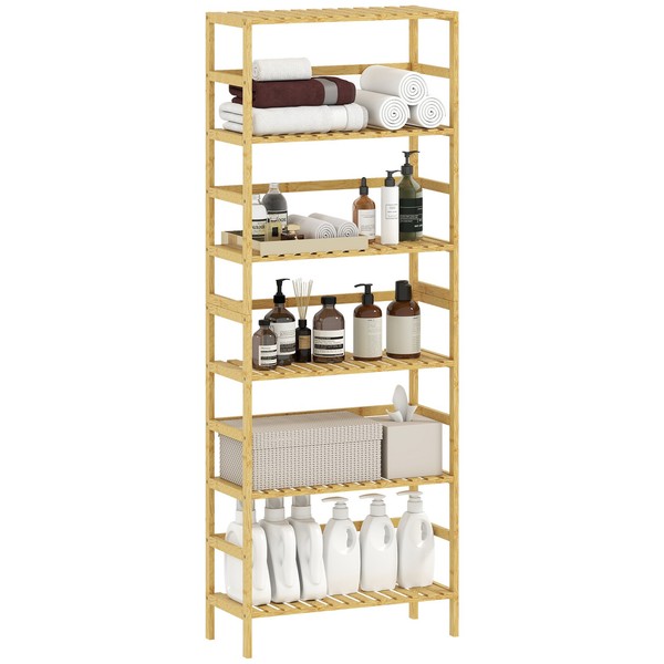 Badregal Standregal Bambus Mit 6 Verstellbaren Ablagen, FüR KüChe, Natur-image