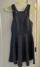 B. Darlin Glitter Fit & Flare Halter Sleeveless Short Mini Dress Black Size 7/8