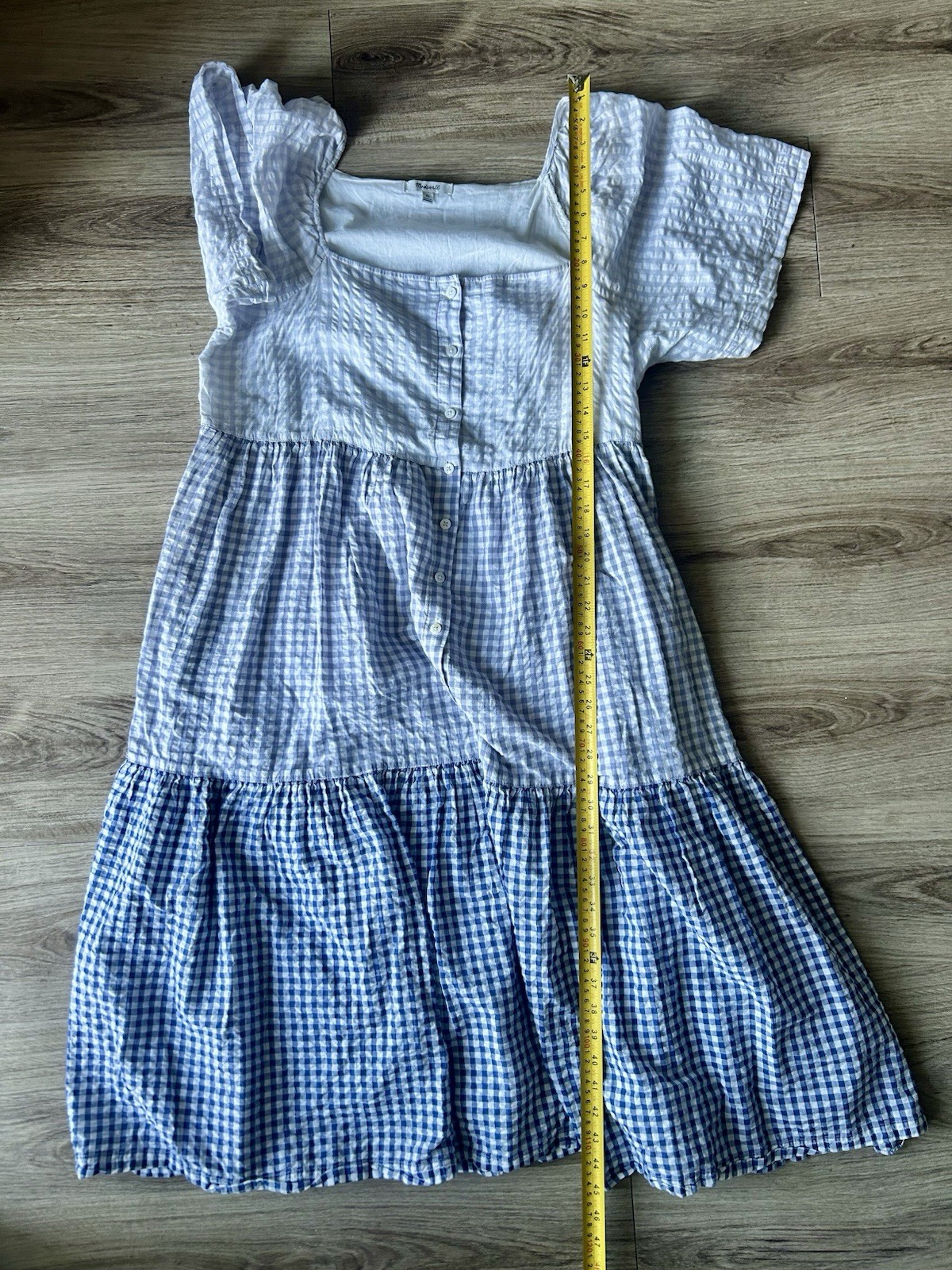 Madewell Patchwork GinghamButton Front Tiered Mid… - image 14