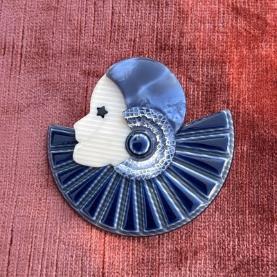 Lea Stein Paris Signed  Corolle Lady Brooch