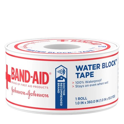 Band-Aid Brand First Aid Water Block Tape Waterproof 1 inch x 10 yard 1 Ct 12PK