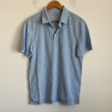 J Crew Men's Slub piqu performance polo shirt Medium Faded Chambray White Color