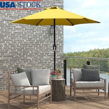 Patio Market Umbrella Hexagon Canopy Steel Frame Crank Lift Vented Outdoor Shade