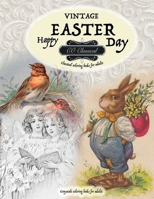 Vintage Easter Classical Coloring Books For Adults  Grayscal...