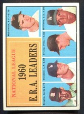 1961 TOPPS - #45 N.L. E.R.A.LEADERS - DON DRYSDALE (HOF) - FRIEND - McCORMICK