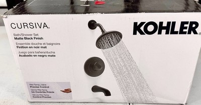KOHLER Cursiva Single-Handle 3-Spray Tub/Shower Faucet Matte Black (With Valve)