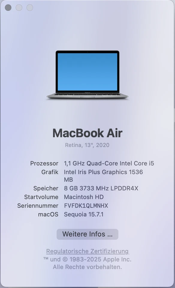 Apple MacBook Air 13" · i5 10th gen 1.1 GHz · 8GB · 256GB, Foto 3 von 4