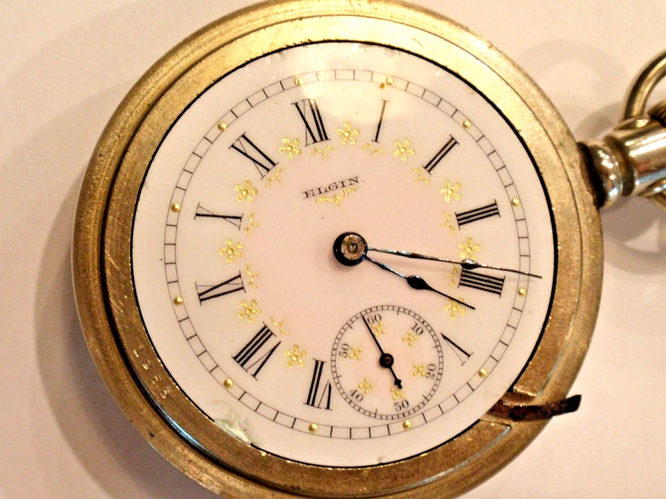 Large 18SZ Elgin Pocket Watch-BW Raymond Fancy DialGlass Back-Serviced-New Glass - Image 3 of 4