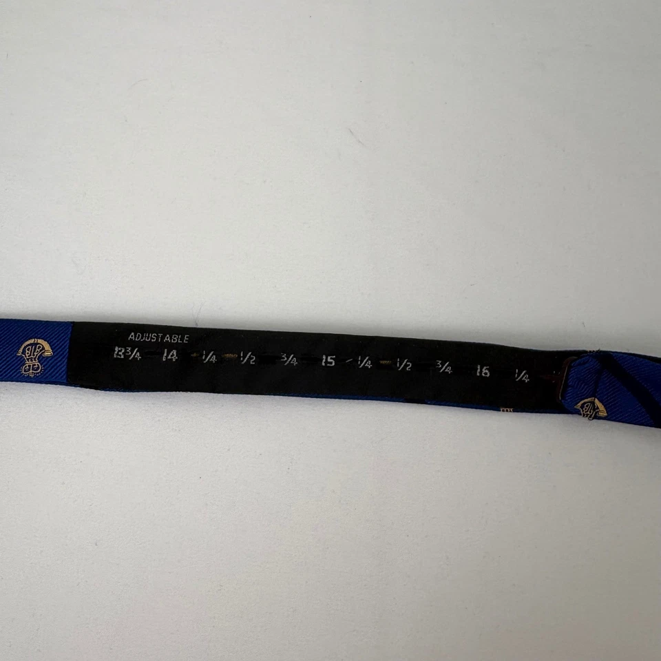 Pajarita Brooks Brothers 346 Para Hombres Ajustable 100% Seda Azul Dorado Corona Rayas EE. UU. Foto 3 de 4