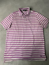 Ralph Lauren RLX Shirt Mens Purple Striped Golf Polo Short Sleeve Size Large