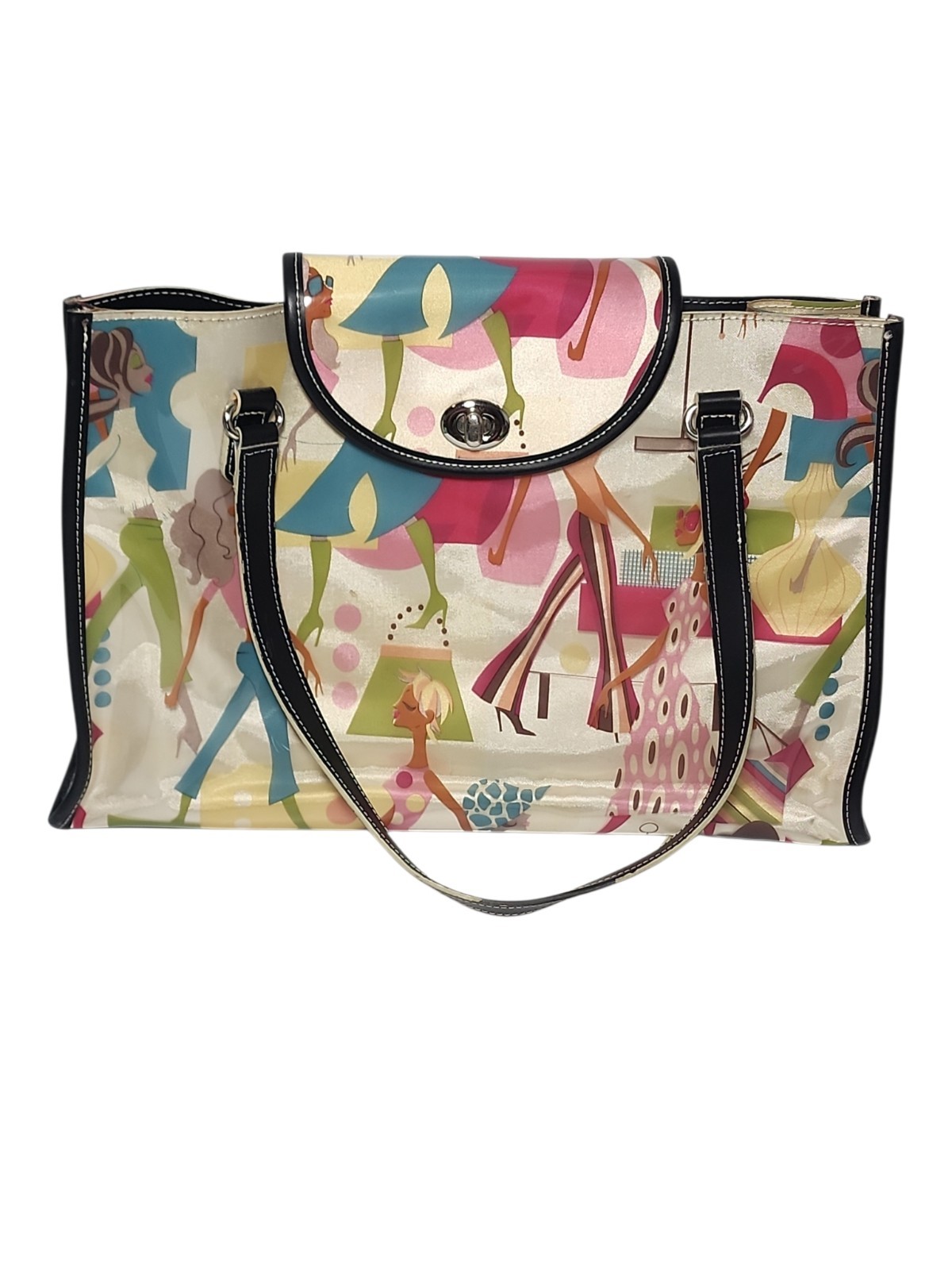 Cartera de Colección MAXX Nueva York Bolso de Mano Holográfico Vinilo Satinado con Monedero Raro