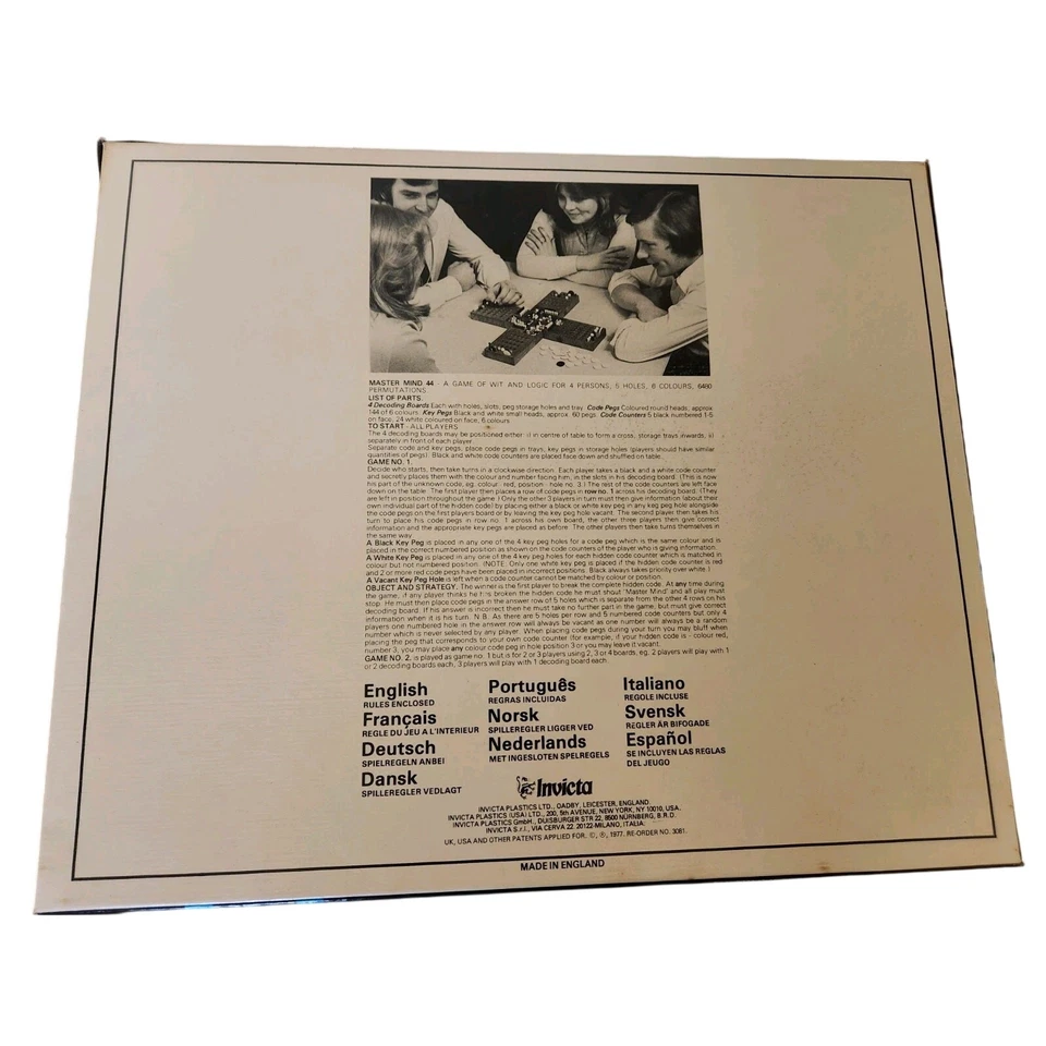 MASTER MIND 44 by Invicta (1977) Made in England COMPLETE in Original Packaging - Image 4 of 4