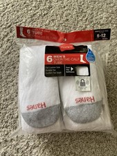 New Vtg Hanes Men's Over The Calf Tube Socks Full Cushion Sole 6-Pair Sz 6-12