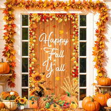 Happy Fall Party Door Decorations Banner, Happy Fall Y'All Door Cover Banner Aut