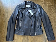 NWT BB DAKOTA Women's Classic Black Genuine Leather Biker Jacket XS $368
