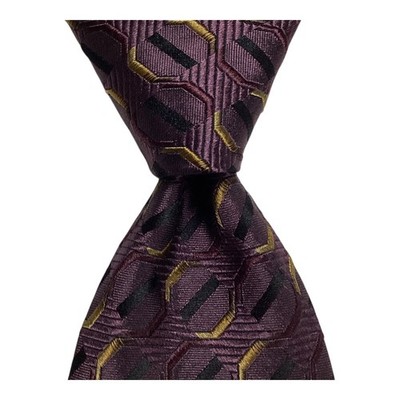 ROBERT TALBOTT Best of Class Mens Silk Necktie USA Designer Geometric Purple EUC