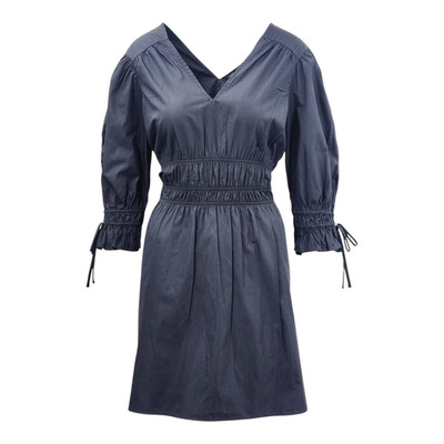 Schwarzes Damenkleid reine Baumwolle V-Ausschnitt elastische Taille halbarm UVP 35,00 £ von M&S