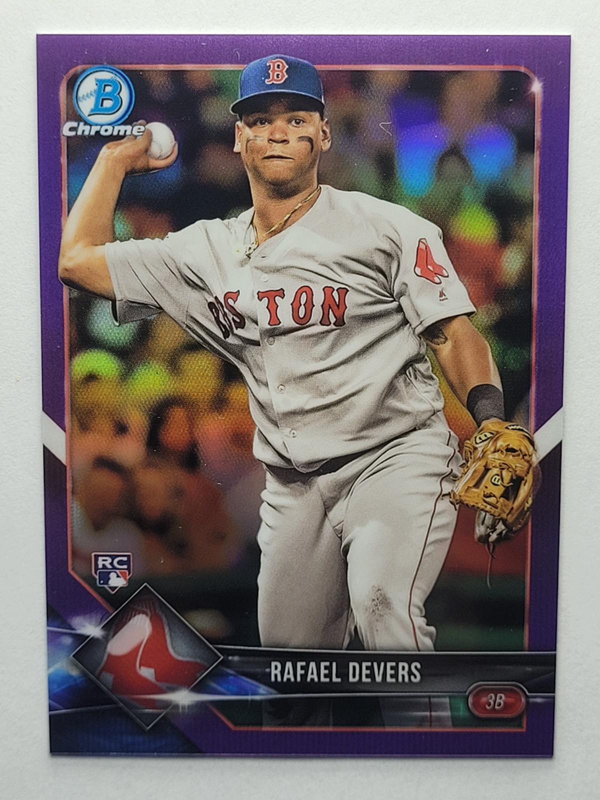 2018 BOWMAN CHROME Rafael Devers RC ROOKIE PURPLE REFRACTOR /250 #8 - GIANTS