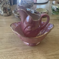 Vintage Maling pink  Lustre Shell Creamer plus sugar bowl VGC 