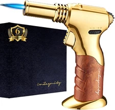 Dual Flame Butane Torch Gun – Refillable Handheld Mini Blow Torch for Cooking,