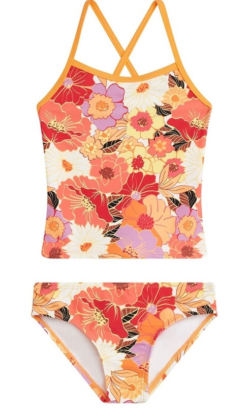 NWT Girls 10 Kanu Surf 2pc Swimsuit Melanie Beach Sport Tankini Orange Floral