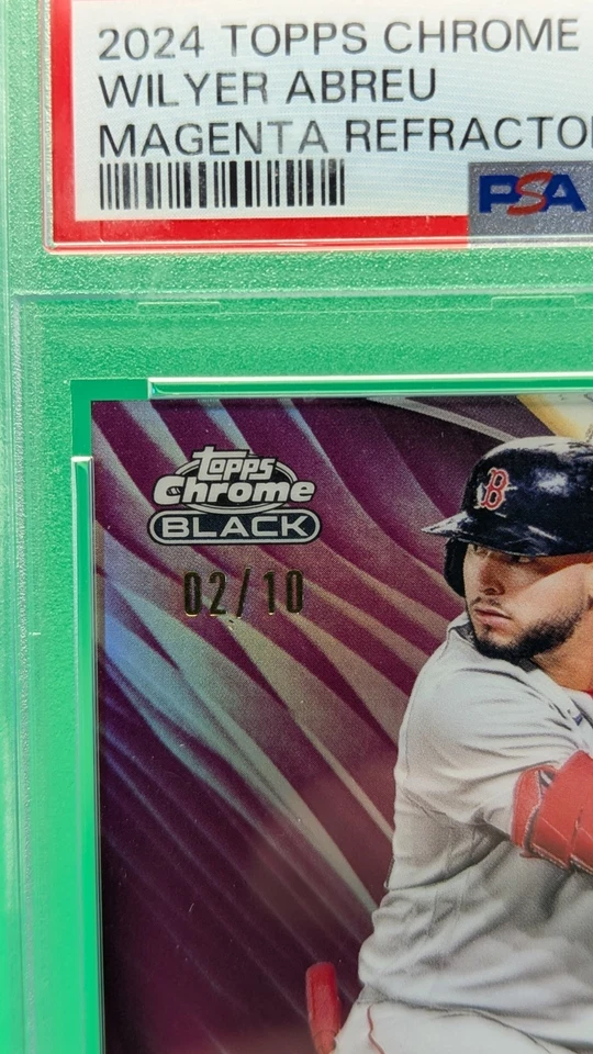 2024 Topps Chrome Black Wilyer Abreu RC Magenta 02/10 PSA 10 - Image 3 of 3