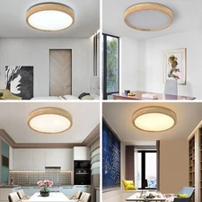 Modern Flush Mount LED Ceiling Light Wood Indoor Chandelier Fixture 36W