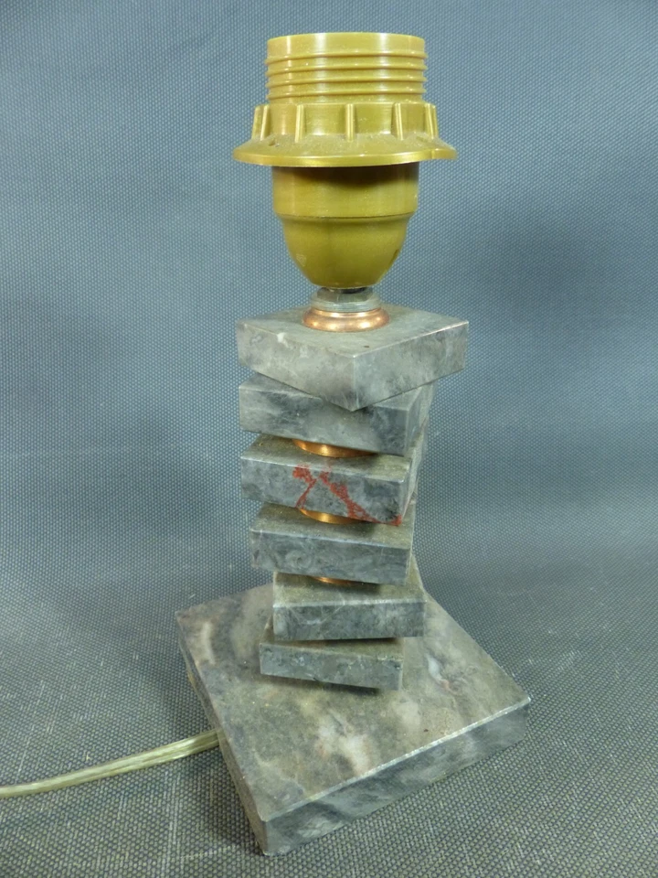 Lámpara de noche vintage de mármol gris diseño siglo XX Foto 2 de 4