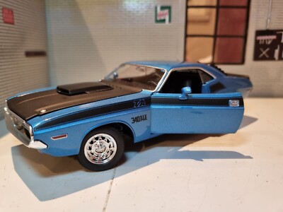 Dodge Challenger T/A 1970 blau schwarz Welly Maßstab 1:24 Diecast Modellauto Neu in OVP