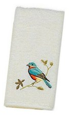 Avanti Fingertip Towel Premier Songbirds Ivory Guest Bath Bathroom Embroidered