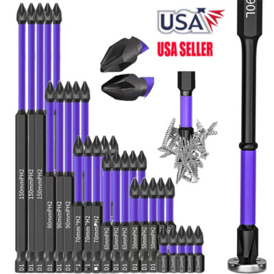 18X Magnetic Anti-Slip PH2 Impact Driver Phillips Screwdriver Drill Bit Tool Set