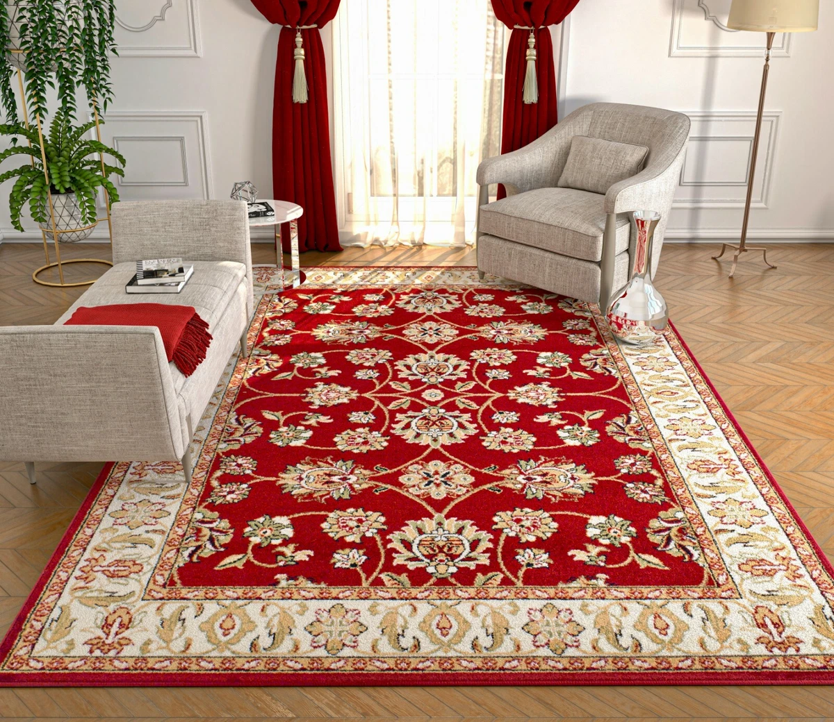 New Red Area Rugs 8x10 Living Room Rugs Floor Oriental Carpet Traditional Rugs