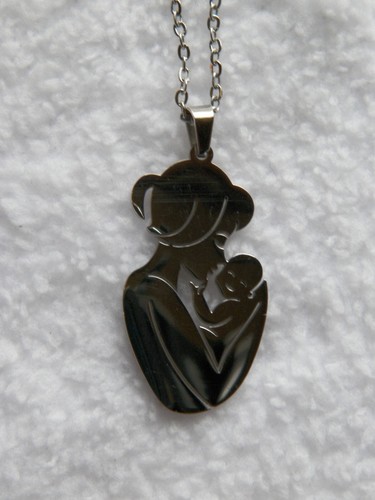 NUOVA collana argento mamma bacio bambino ciondolo 18" silhoette - Foto 9 di 10