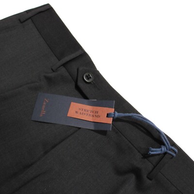 Zanella NWT Dress Pants Size 32 US Parker In Solid Dark Gray Wool Blend
