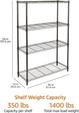4 Shelf Adjustable Heavy Duty Steel Wire Rack Storage Shelving Organizer Black