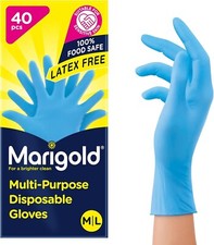 Marigold Multi-Purpose Disposable Food Safe Durable Latex Free Gloves  M/L 40pcs