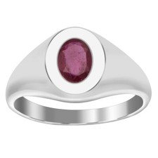 Bezel Set 6x4MM Oval Ruby Gemstone 925 Sterling Silver Solitaire Unisex Ring