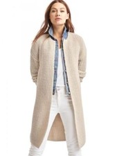 Gap Women's Ribbed Collarless Cardigan, Oatmeal Heather SIZE S  358556 v1115