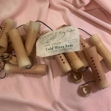 Vintage Curlers Lot of 12 Hair Perm Rods Non-Slip Curling Plastic Cold Wave Vtg