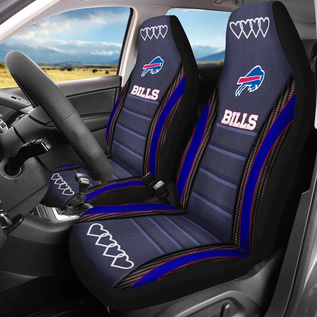 Car Seat Cover Seat Protector 2Pc for Buffalo Bills