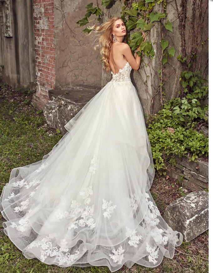 wedding dress, Eve of Milady aproned preowned beaded lace