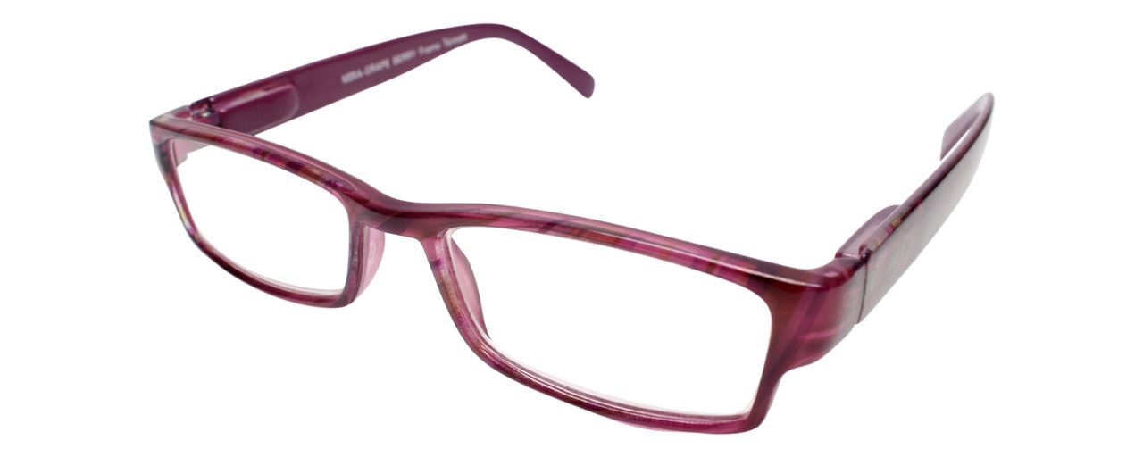 Calabria Mira 50mm Rectangular Blue Light Blocking Glasses in Grape Berry Purple