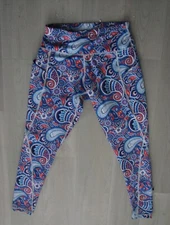 NWT simply southern leggings gym pants blue paisley pattern size S M Activewear