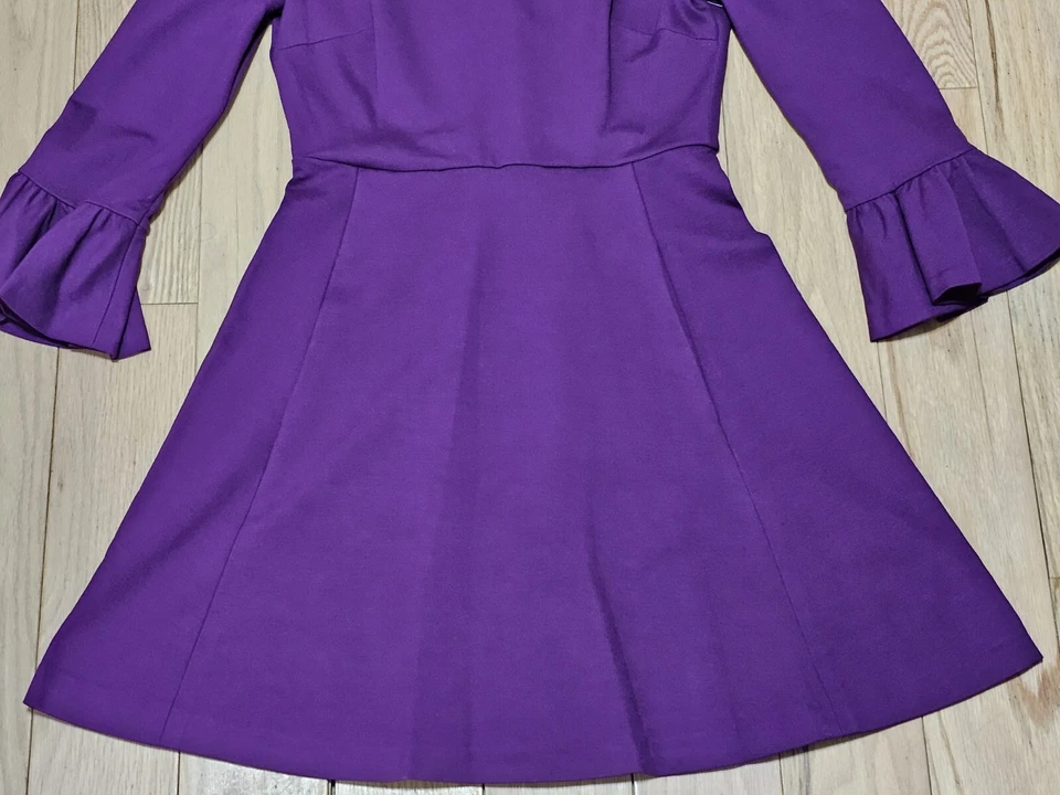 Mini Vestido Kate Spade New York Para Mujer Manga Campana Ciruela Ajuste Ponte Acampanado Foto 3 de 4