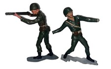LOT OF 2 VTG 1960's Louis Marx Plastic PAINTED Army Man Figure Toy Soldiers K3