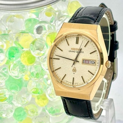 セイコー グランドクォーツ 4843 8100 Seiko Grand Quartz 4843-8100 – Vintage Gold Dial 35mm Watch